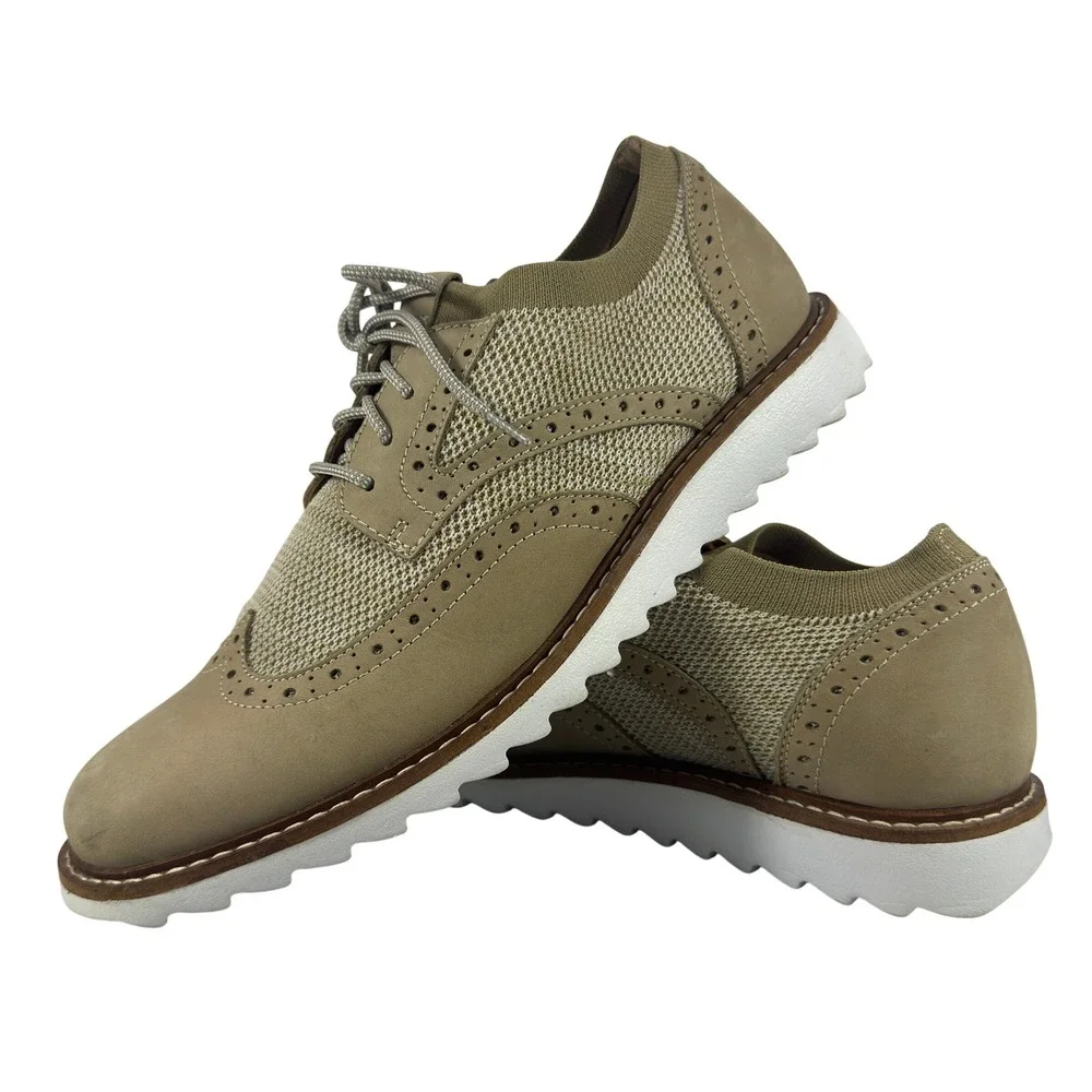 G.H. Bass Men's Wingtip‎ Oxford Casual Sneakers Tan Knit Leather Size 11.5